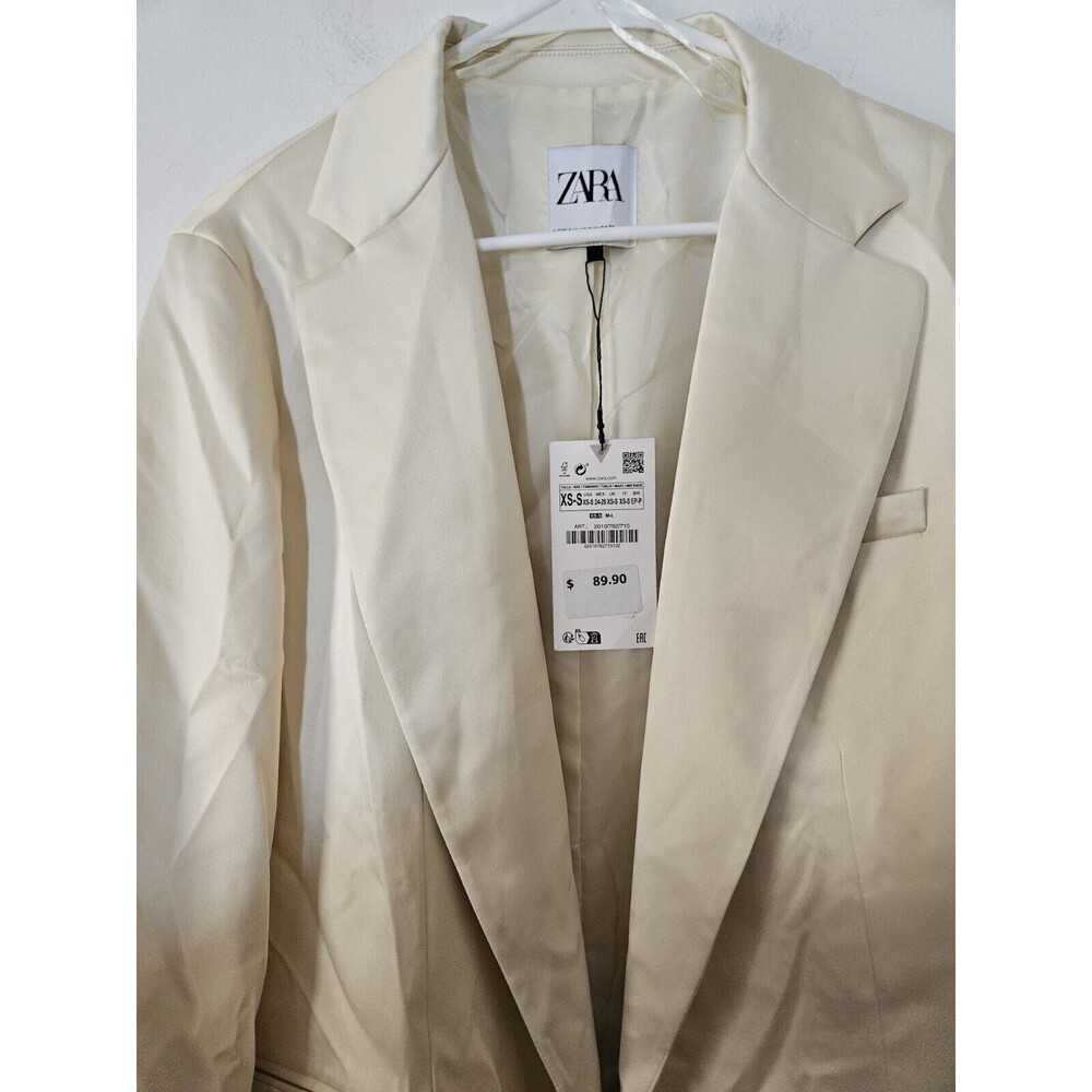 ZARA NWT ZARA OVERSIZED SATIN EFFECT BLAZER Size S Cream/Ivory - Picture 8 of 13